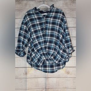 Cato flannel, blue, white, and black
